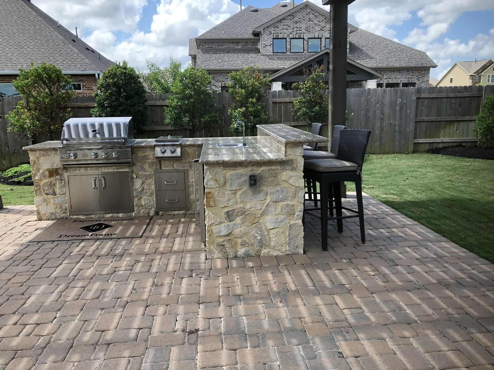 Stone kitchen bar seating